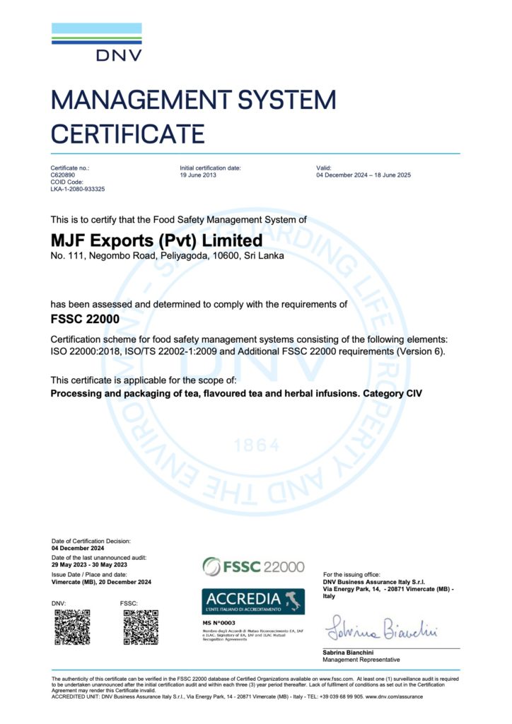 FSSC 22000 MJF Exports