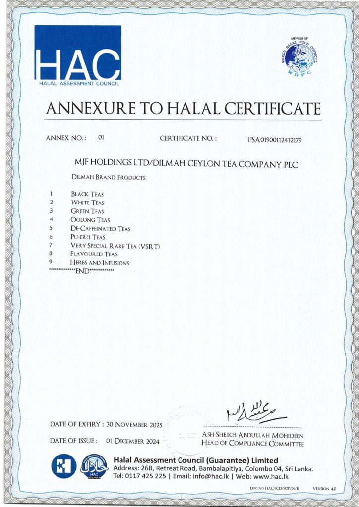 Annexure to Halal Certificate